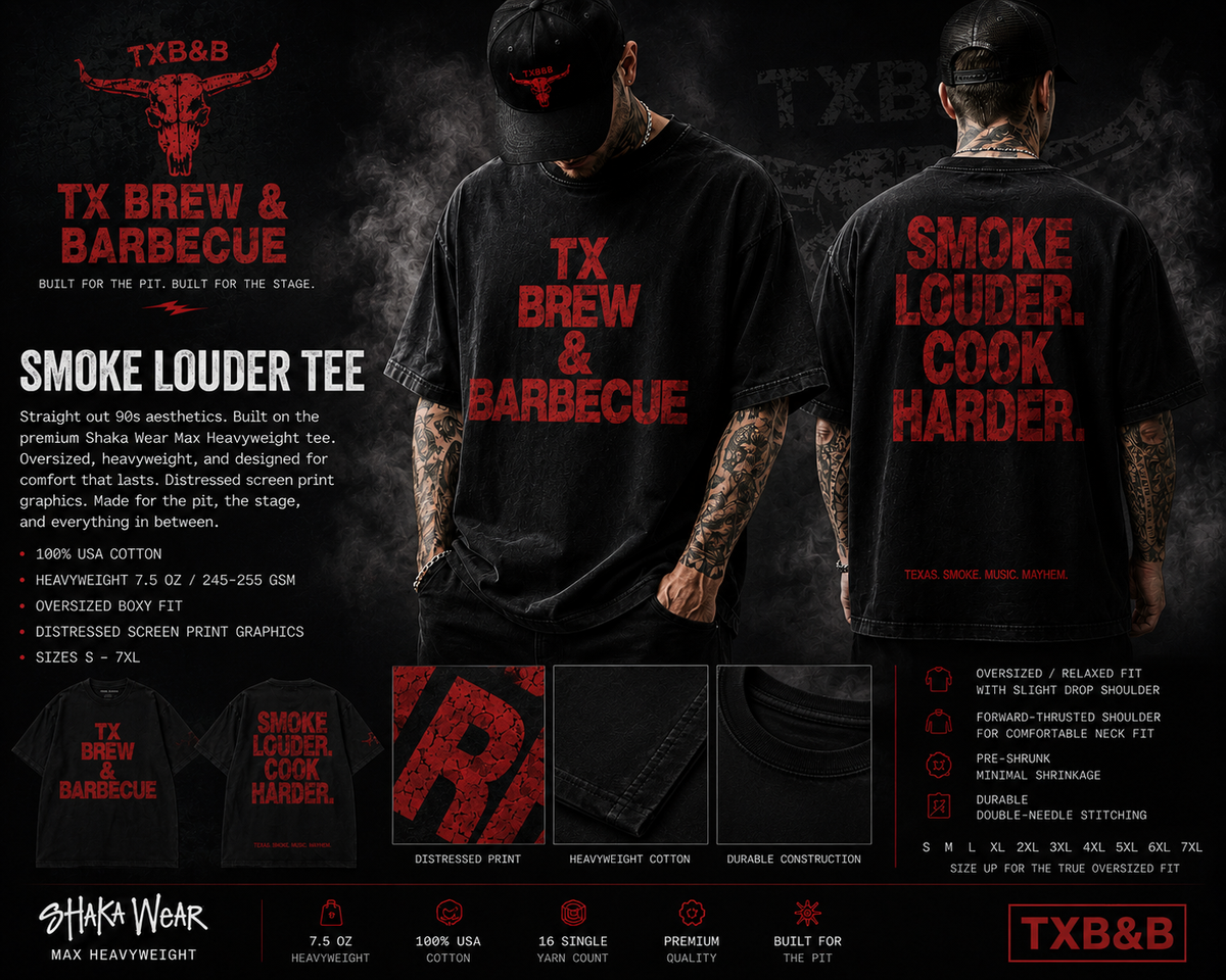 TX Brew & Barbecue Smoke Louder Heavyweight Oversized Short Sleeve Tee