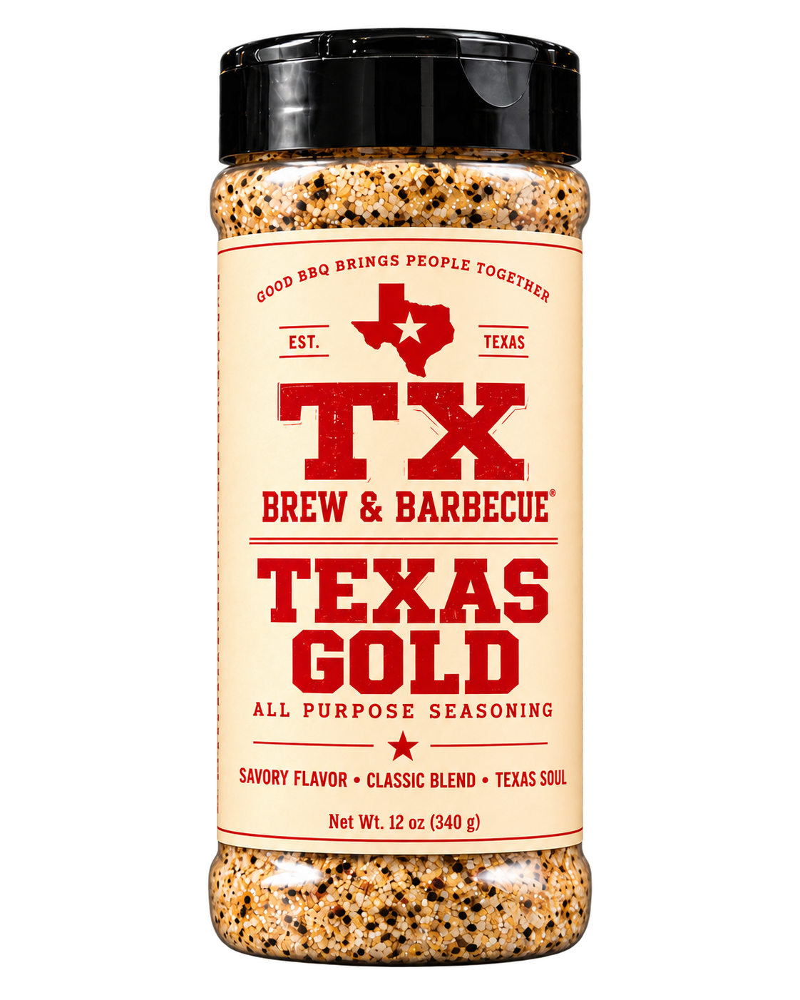Texas Gold, one of the two 12 oz bottles included in the Texas Gold + Texas Bite Pair