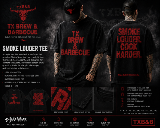 TX Brew & Barbecue Smoke Louder Heavyweight Oversized Short Sleeve Tee