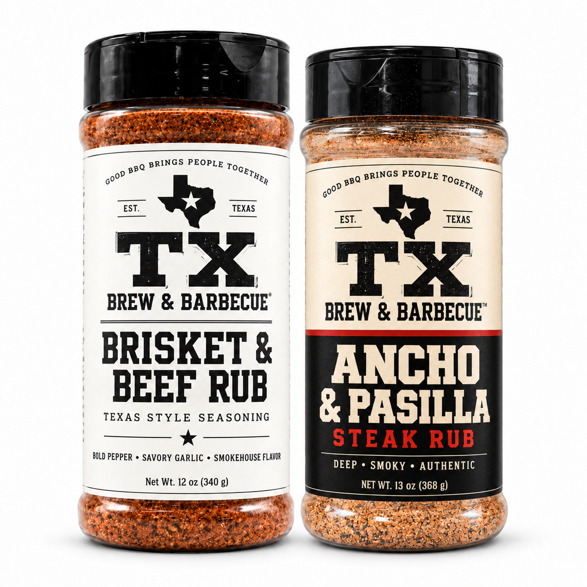 The Beef Bundle — Brisket & Beef Rub and Ancho & Pasilla Steak Rub bottles